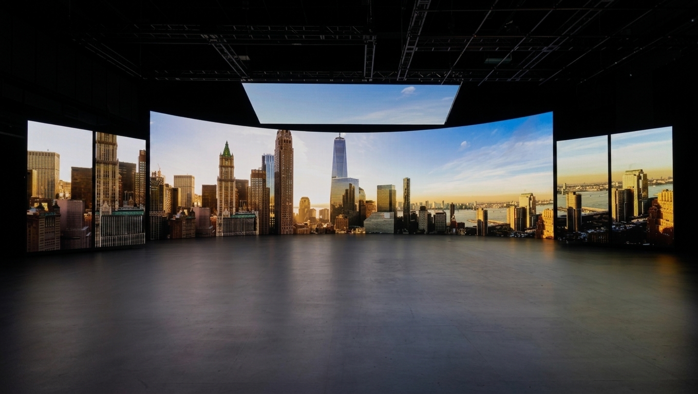 An immersive walkthrough theatre in operation